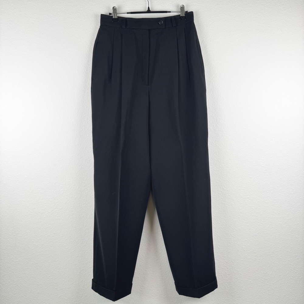 Bernard Zins Trousers Women 28 Black France Pleated Office Luxury Slacks Chic